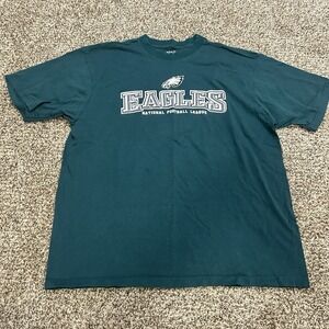 Philadelphia Eagles Shirt Mens Large Green Logo Reebok NFL Short Sleeve